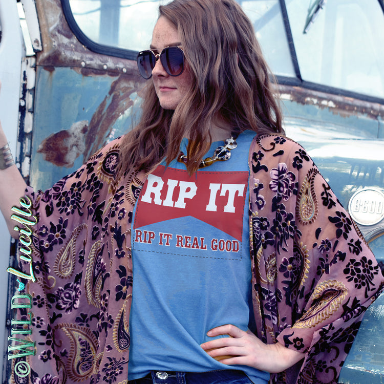 yellowstone rip it real good wholesale graphic crewneck tee by Wild Lucille Apparel
