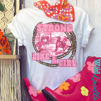 Pink Strong Like a Girl - Western Graphic Tee