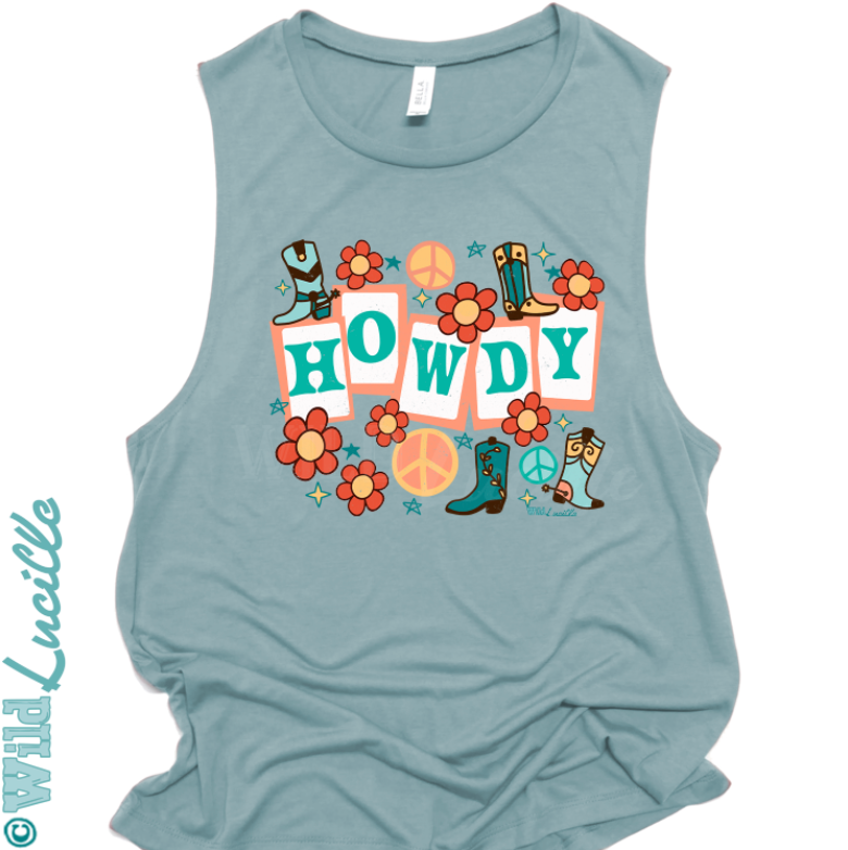 Retro Howdy - Western Women's Graphic Tank Tops