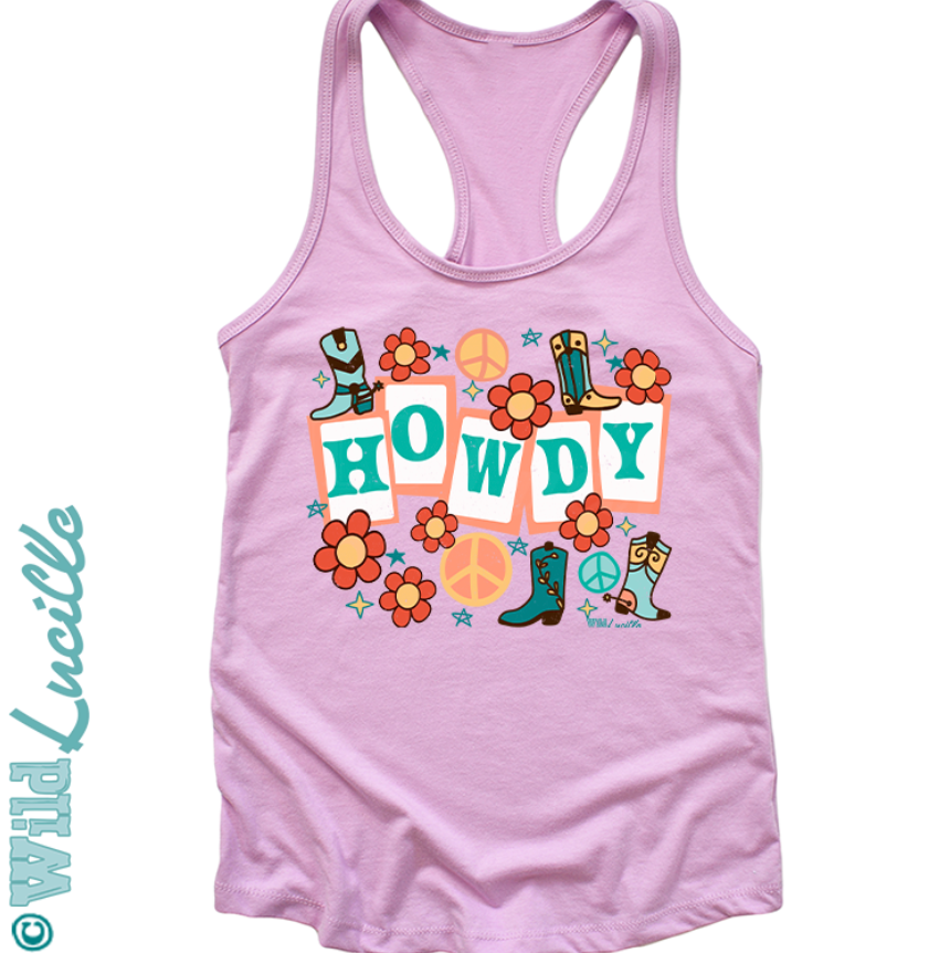 Retro Howdy - Western Women's Graphic Tank Tops