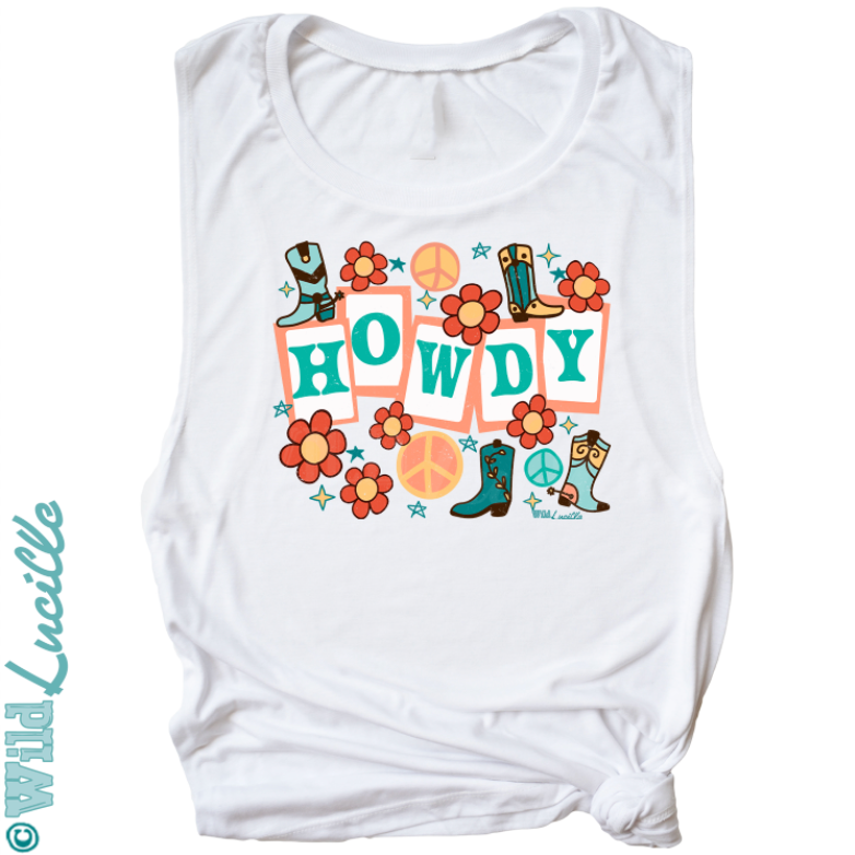 Retro Howdy - Western Women's Graphic Tank Tops