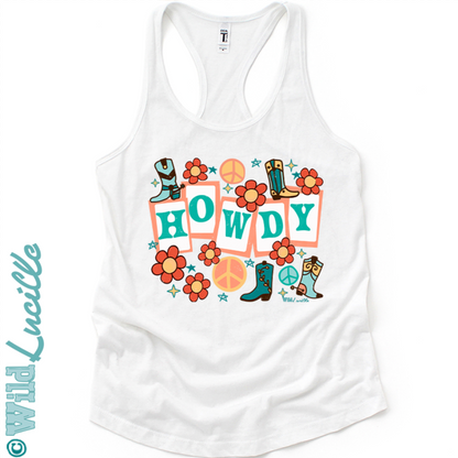 Retro Howdy - Western Women's Graphic Tank Tops