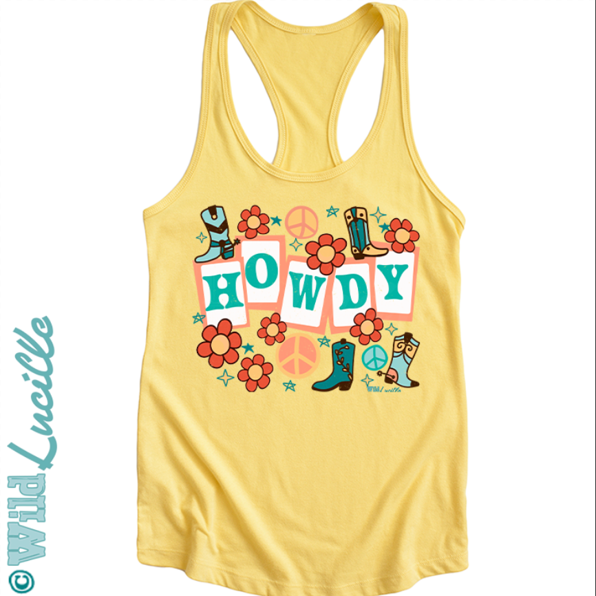 Retro Howdy - Western Women's Graphic Tank Tops