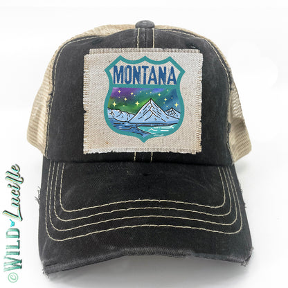 Montana Souvenir Canvas Patch Print Trucker Hats