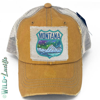 Montana Souvenir Canvas Patch Print Trucker Hats