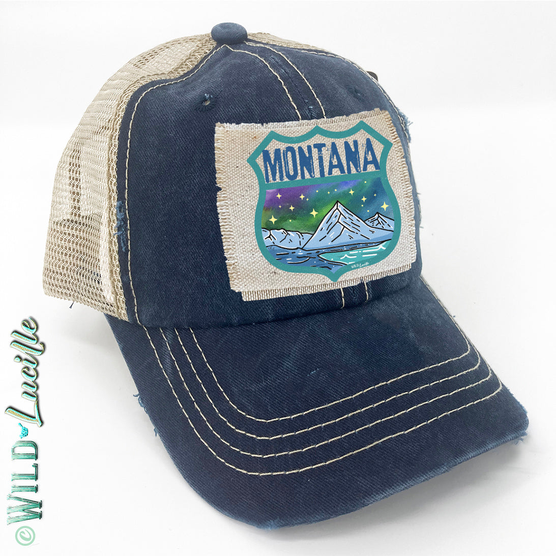 Montana Souvenir Canvas Patch Print Trucker Hats