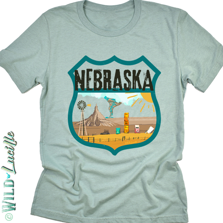 Nebraska - State Tourist Souvenir Graphic Crewneck Tees