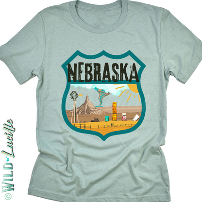 Nebraska - State Tourist Souvenir Graphic Crewneck Tees