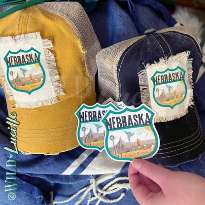 Nebraska Souvenir Canvas Patch Print Trucker Hats