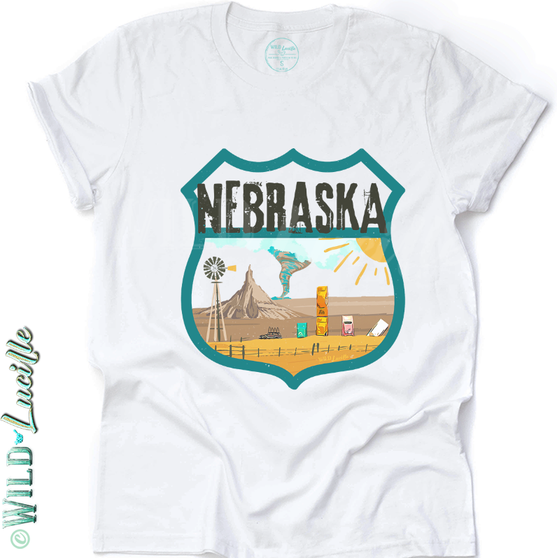 Nebraska - State Tourist Souvenir Graphic Crewneck Tees