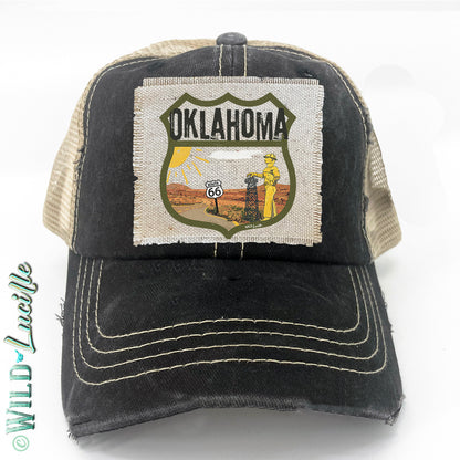 Oklahoma Souvenir Canvas Patch Print Trucker Hats