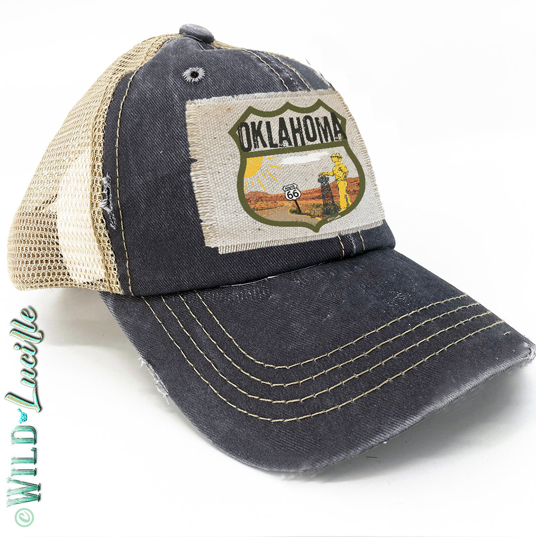 Oklahoma Souvenir Canvas Patch Print Trucker Hats