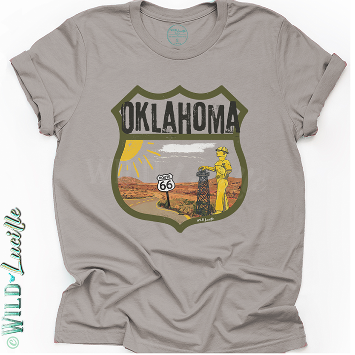 Oklahoma - State Tourist Souvenir Graphic Crewneck Tees