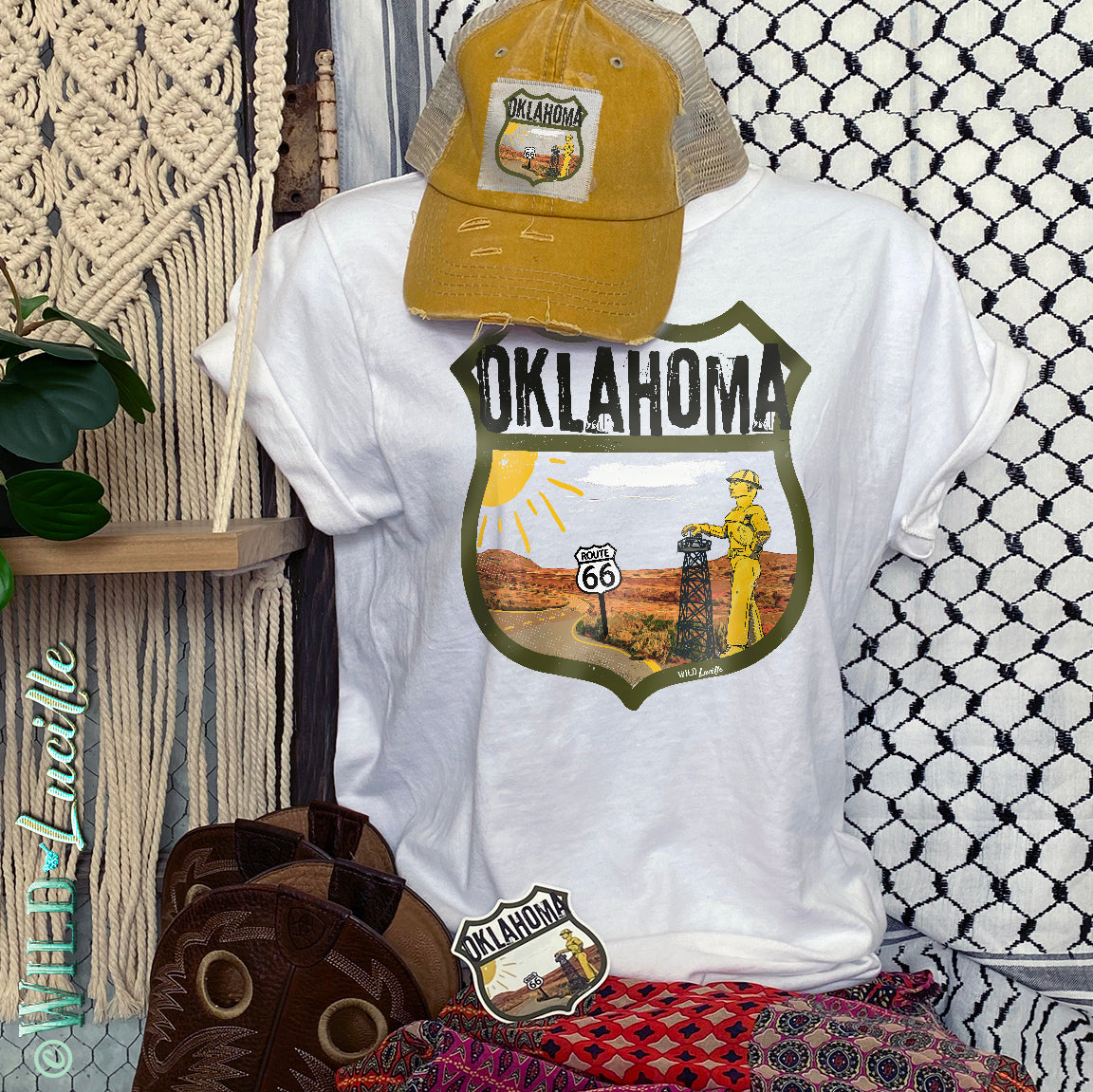 Oklahoma - State Tourist Souvenir Graphic Crewneck Tees