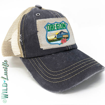 Oregon Souvenir Canvas Patch Print Trucker Hats