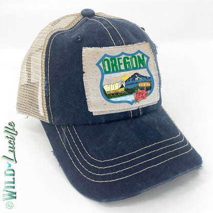 Oregon Souvenir Canvas Patch Print Trucker Hats