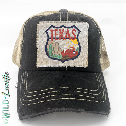 Texas Lone Star State Souvenir Canvas Patch Trucker Hats