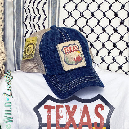 Texas Lone Star State Souvenir Canvas Patch Trucker Hats