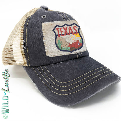 Texas Lone Star State Souvenir Canvas Patch Trucker Hats