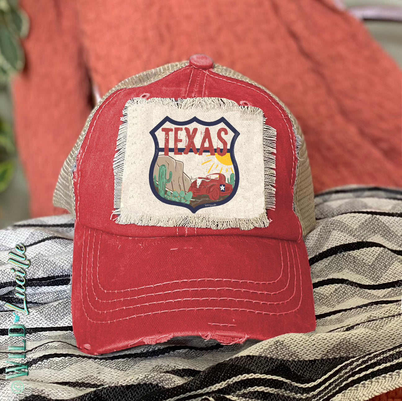 Texas Lone Star State Souvenir Canvas Patch Trucker Hats