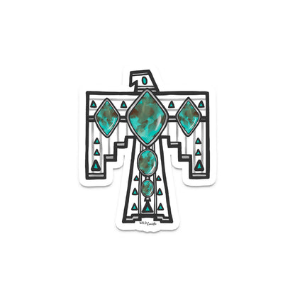 Hand Drawn Turquoise Thunderbird - Vinyl Sticker Decals