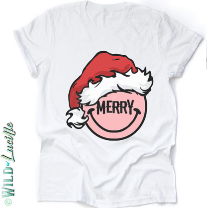 Merry Happy Santa- Holiday Christmas Graphic print Tees