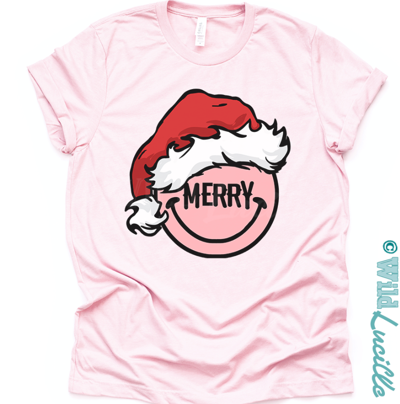 Merry Happy Santa- Holiday Christmas Graphic print Tees