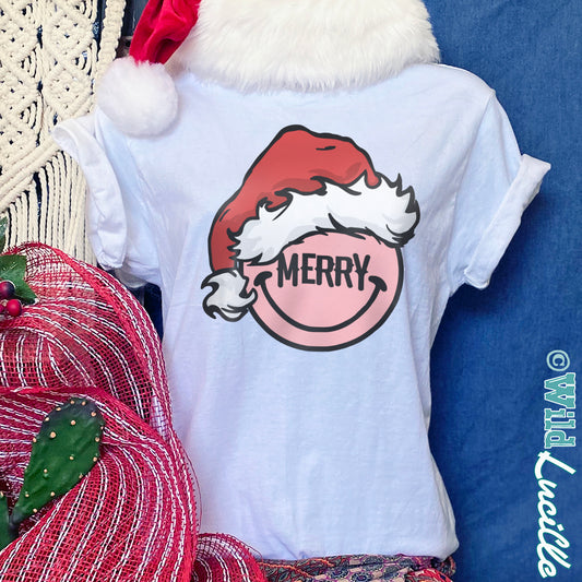 Merry Happy Santa- Holiday Christmas Graphic print Tees