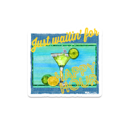 Just Waitin' For Happy Hour - Vinyl Sticker Decals