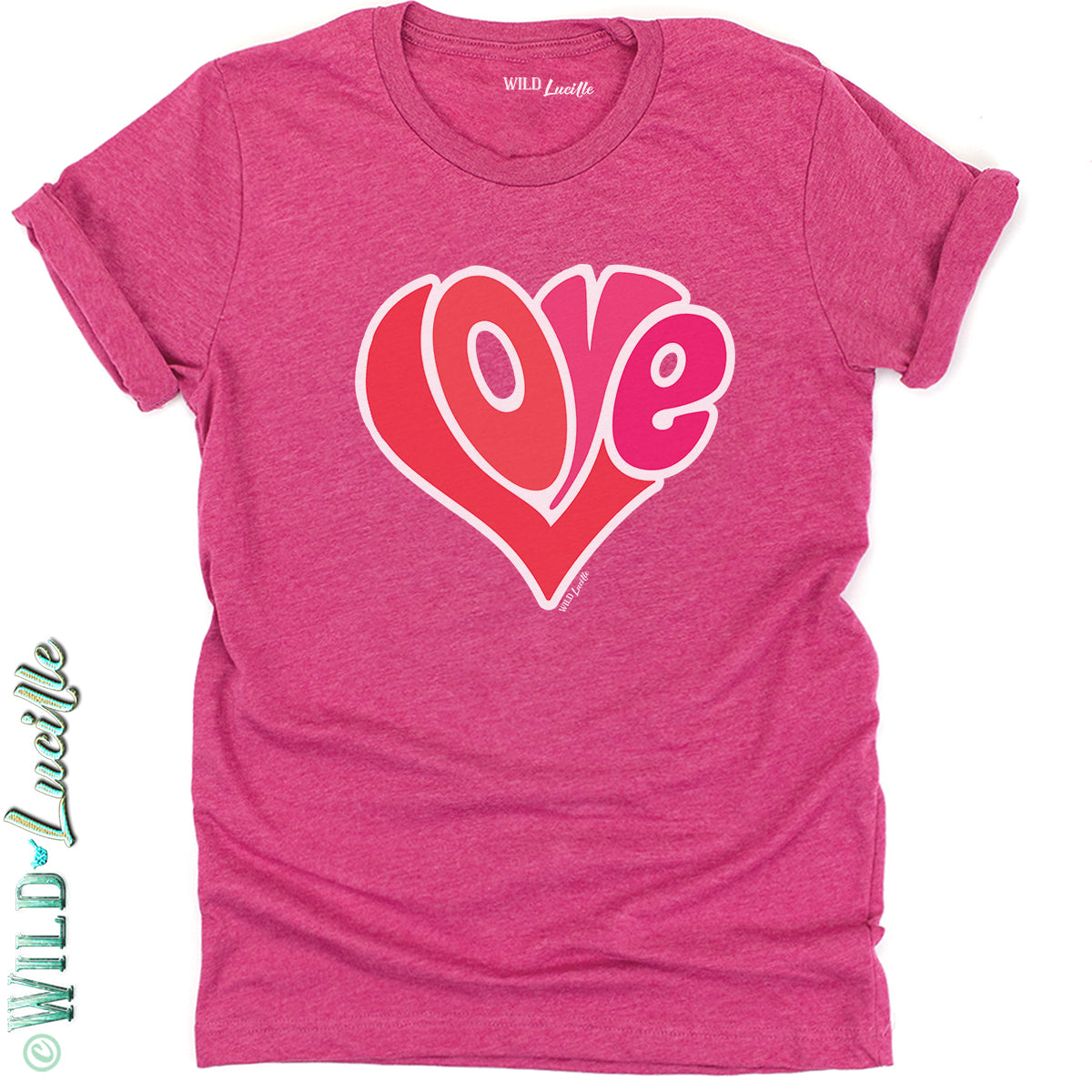 Retro Love Heart Print - Graphic Unisex Crewneck Tees