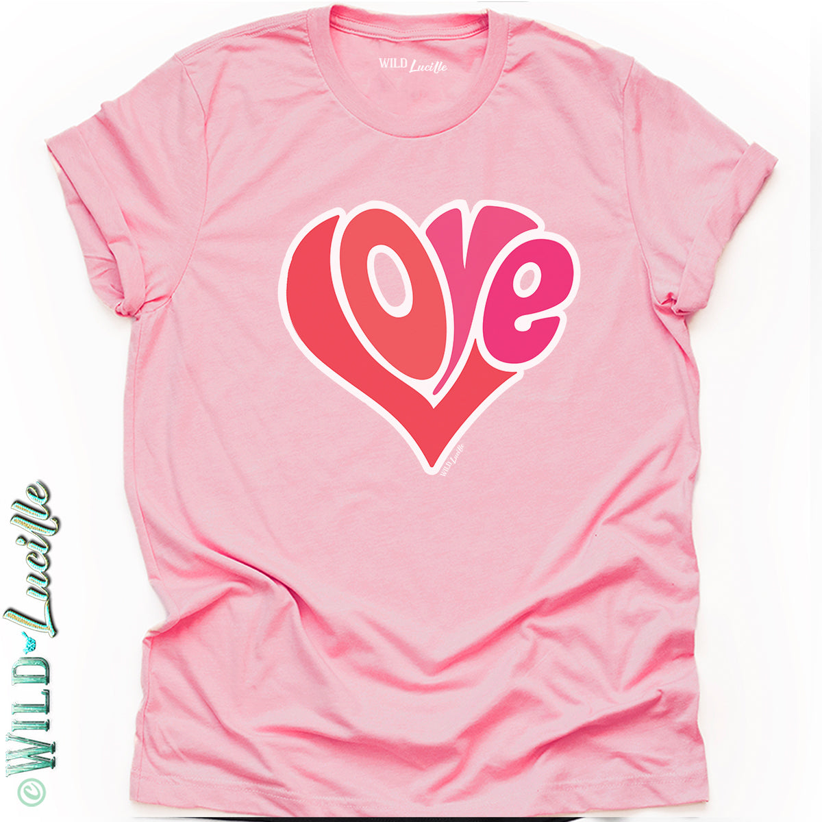 Retro Love Heart Print - Graphic Unisex Crewneck Tees