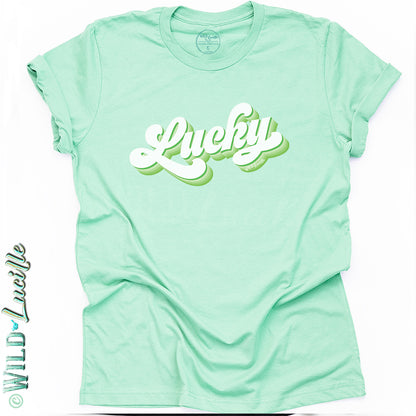 Lucky Green Retro - St Patrick's Day Graphic Print Tees