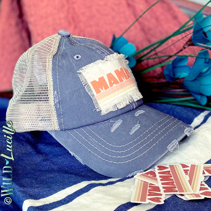 Mama Heart - Canvas Patch Printed Trucker Hat Caps