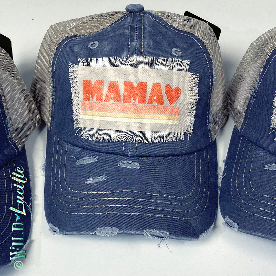 Mama Heart - Canvas Patch Printed Trucker Hat Caps