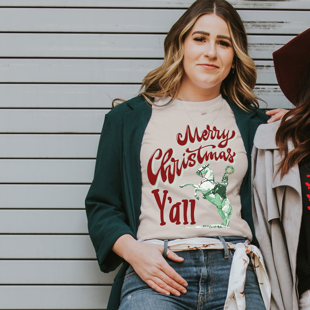 Merry Christmas Y'all Cowgirl - Natural Graphic Print Tees