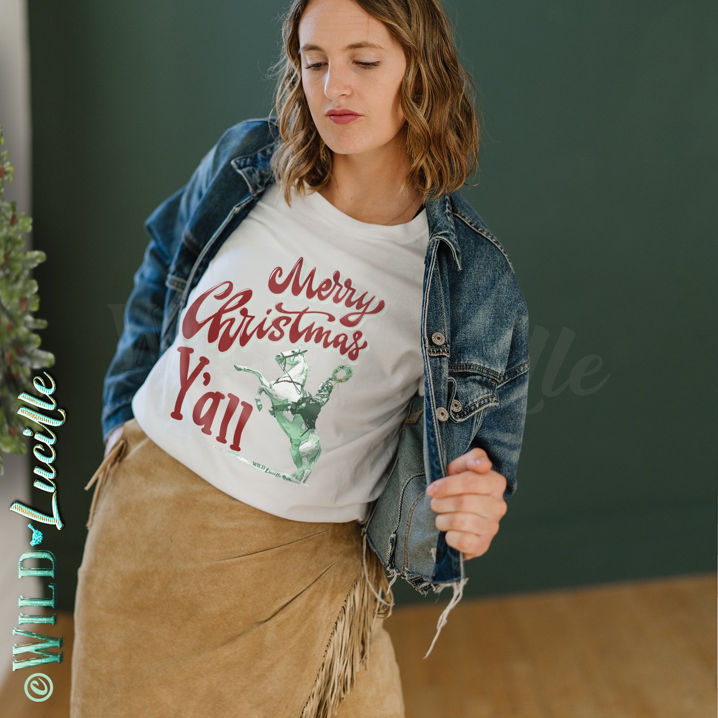 Merry Christmas Y'all Cowgirl - Natural Graphic Print Tees