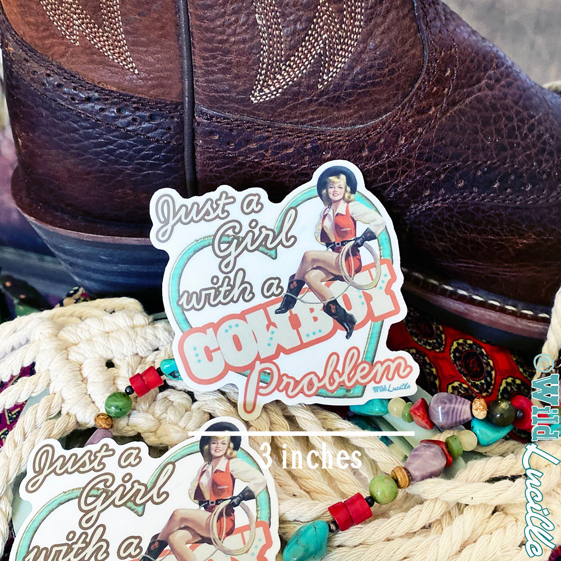 NEW Just A Girl With A Cowboy Problem - Western Vinyl Sticker Decals