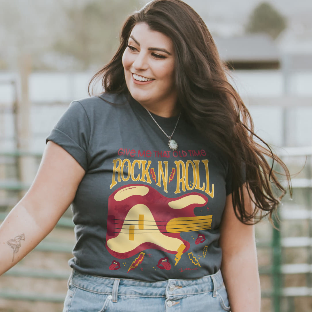 Old Time Rock n Roll - Boho Rocker Graphic Crew Tees