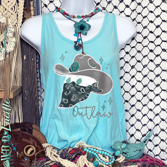 Outlaw Skull Bandit - Western Boho Womens Graphic Tank Tops