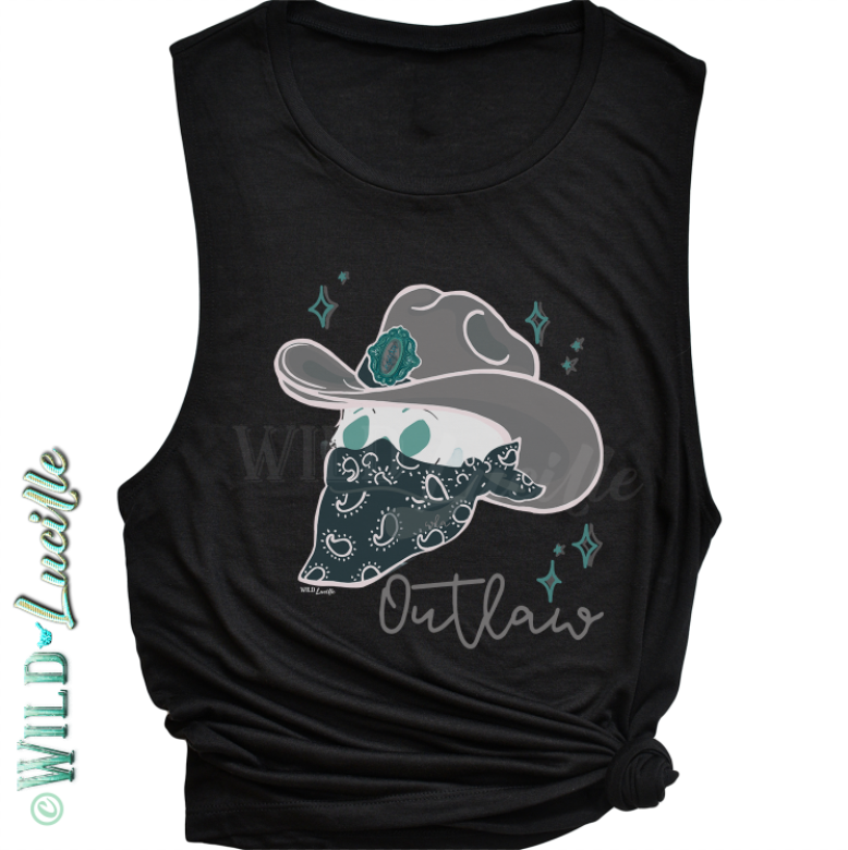 Outlaw Skull Bandit - Western Boho Womens Graphic Tank Tops