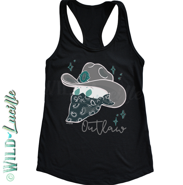 Outlaw Skull Bandit - Western Boho Womens Graphic Tank Tops