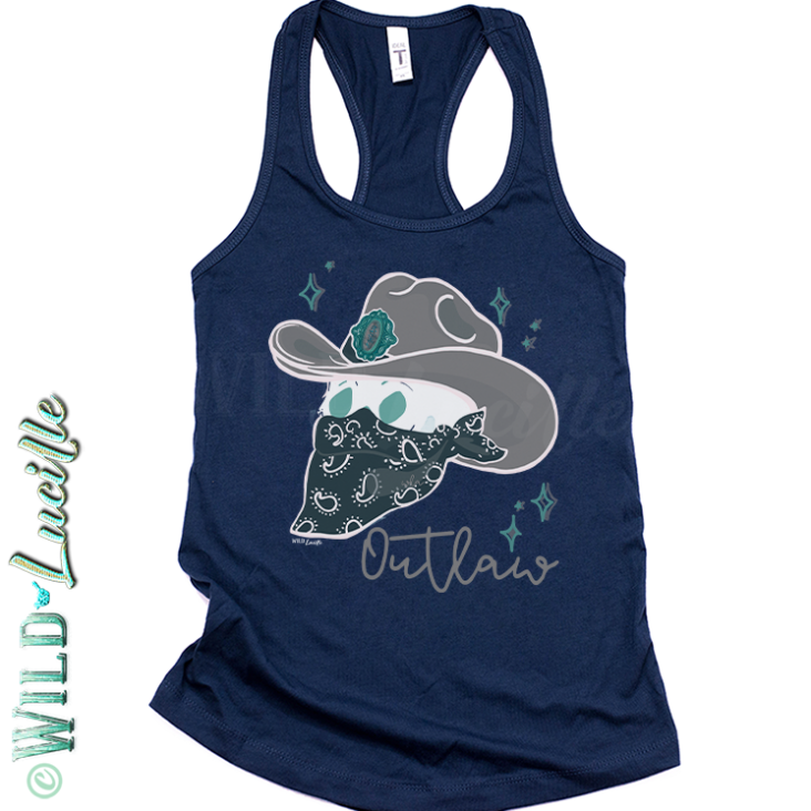 Outlaw Skull Bandit - Western Boho Womens Graphic Tank Tops