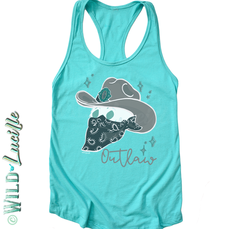 Outlaw Skull Bandit - Western Boho Womens Graphic Tank Tops