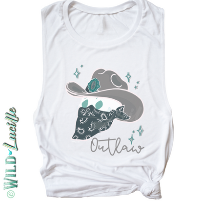 Outlaw Skull Bandit - Western Boho Womens Graphic Tank Tops