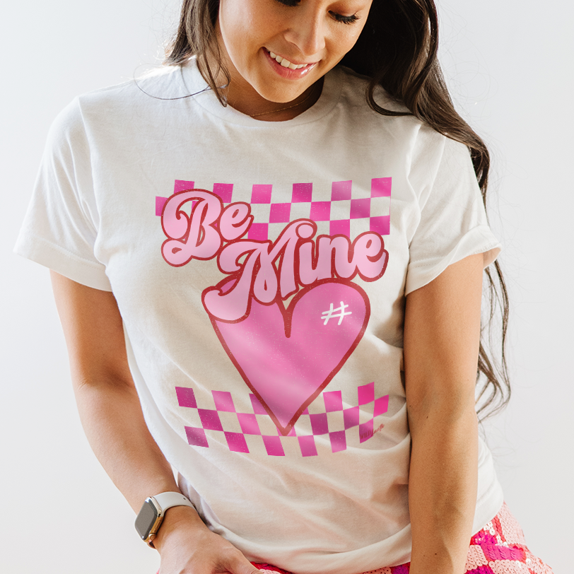 Pink Checkered Be Mine - Valentine's Graphic Tee