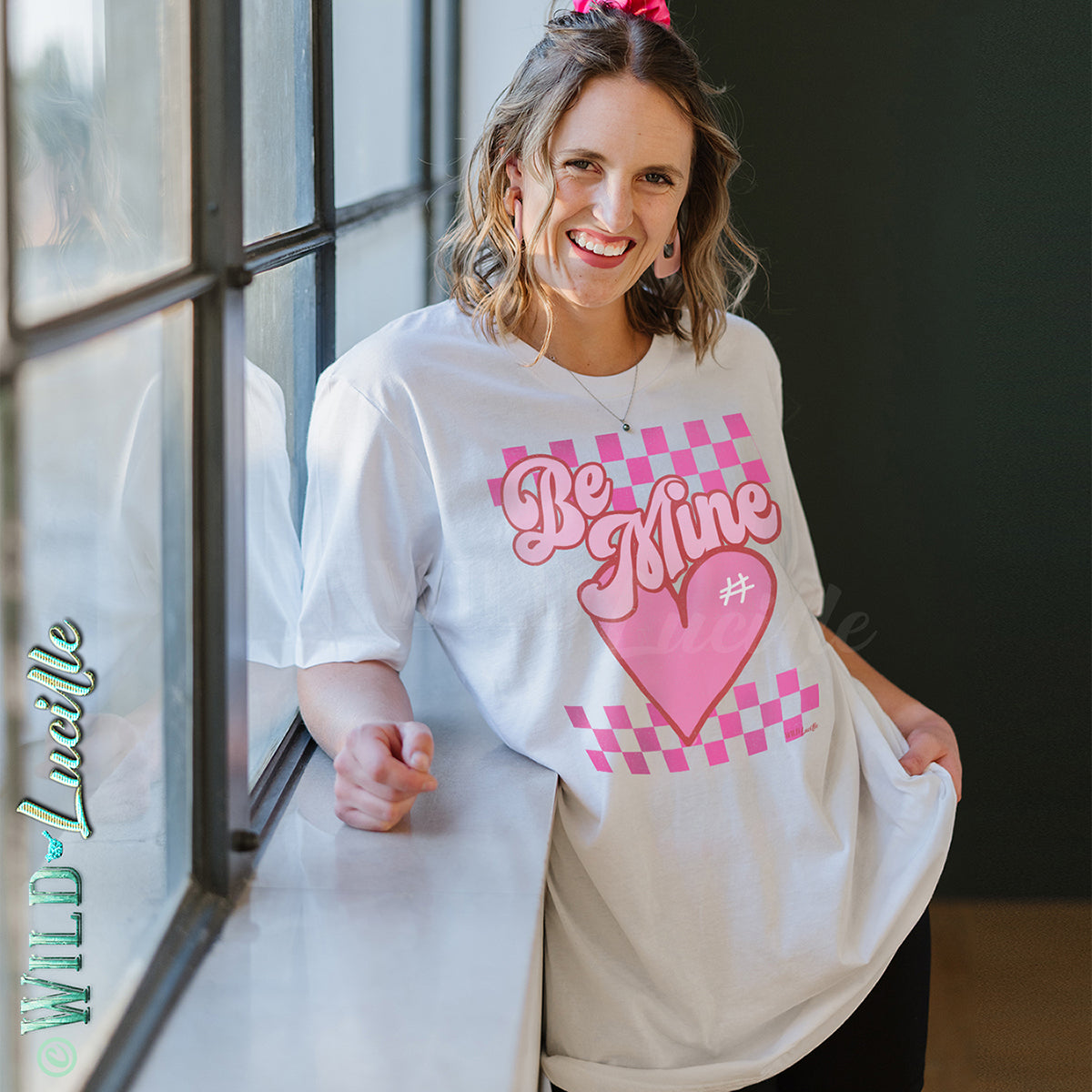 Pink Checkered Be Mine - Valentine's Graphic Tee