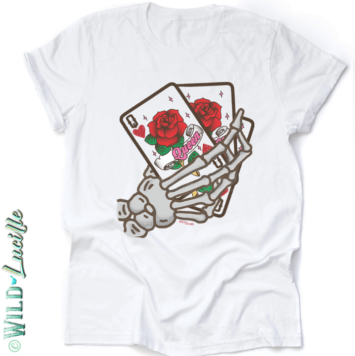 Queen of Hearts Skeleton Hand - Graphic Tees