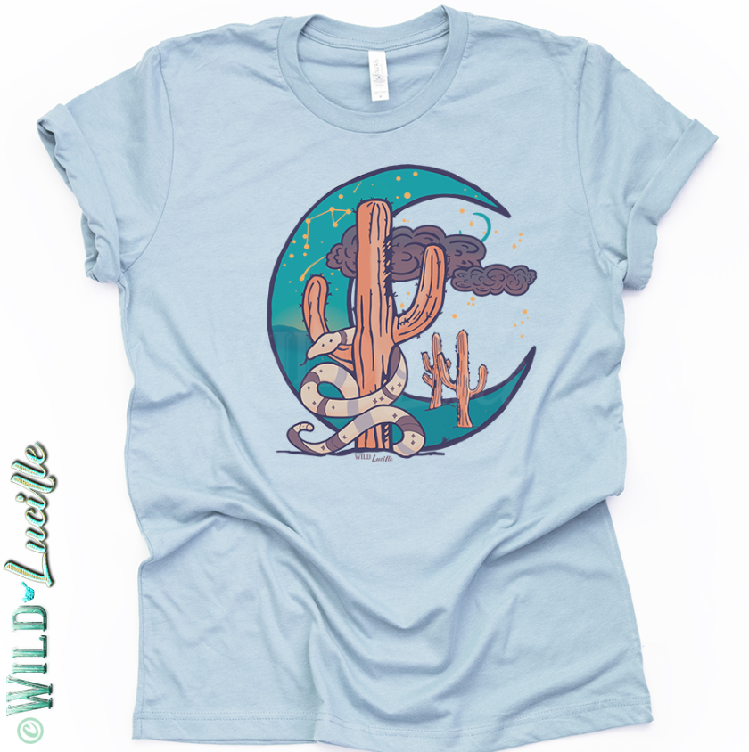 Rattlesnake Moon - Hand drawn Western Unisex Graphic Tees