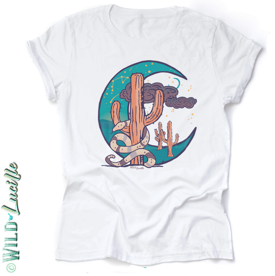 Rattlesnake Moon - Hand drawn Western Unisex Graphic Tees