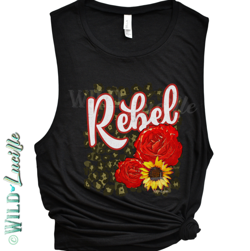 Rebel Rose - Women's Graphic Print Racerback Tank Top